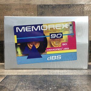 1990’s Memorex 90 Audio Cassette Tape dBS Normal Bias Blank New Sealed Box of 10